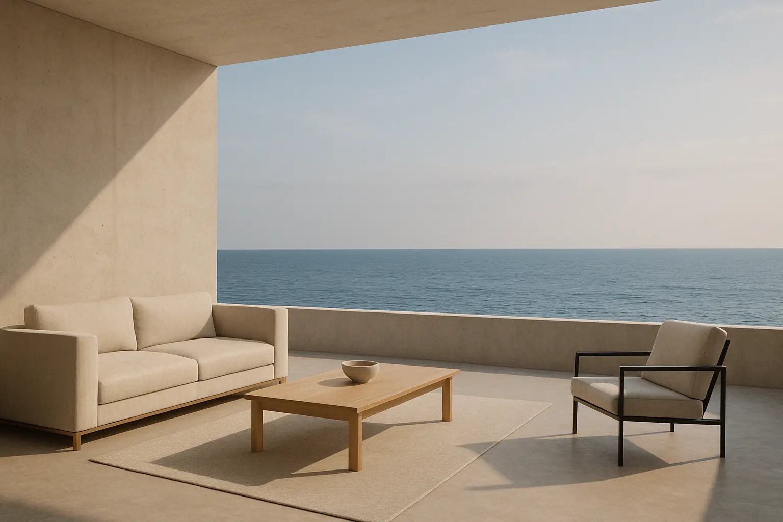 terraza minimalista frente al mar 1